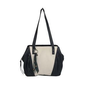 The Sak Paramount Satchel black & white colorblock leather bag multi-compartment